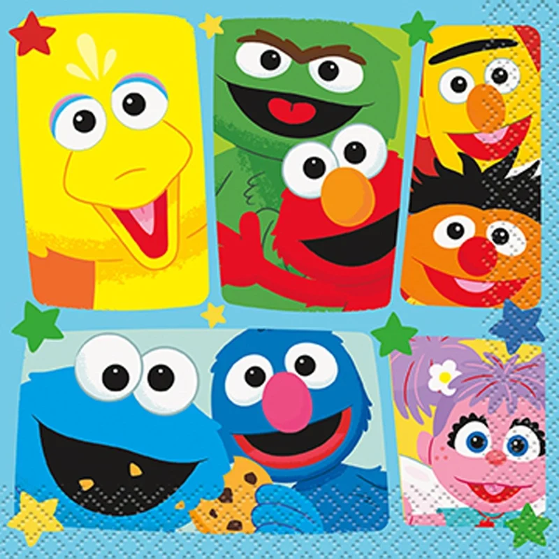 Sesame Street Birthday Party Small Beverage Napkins, 16 Count