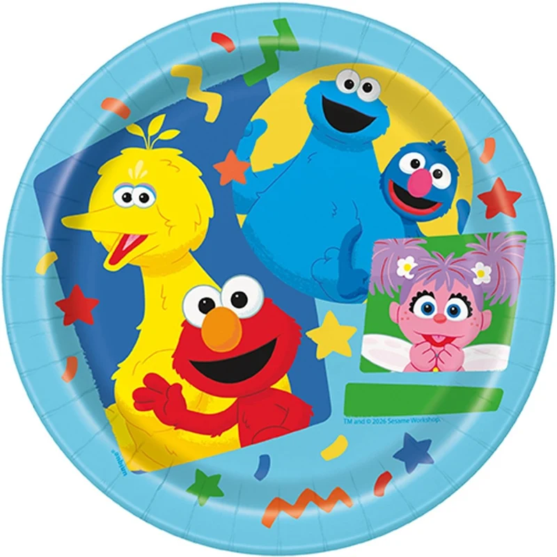 Sesame Street Birthday Party Small Round Dessert Paper Plates, 7 Inches, 8 Count