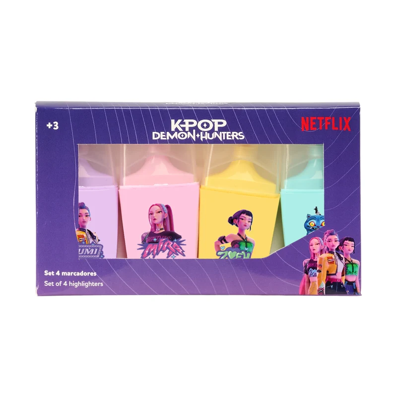 COFFRET DE 4 SURLIGNEURS KPOP DEMON HUNTERS