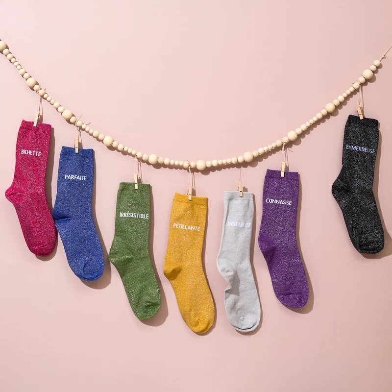 CHAUSSETTES PAILLETTES ROSES BICHETTE