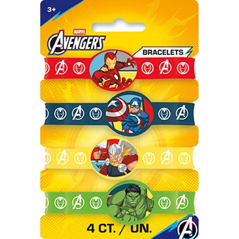 Marvel Avengers Birthday Party Stretchy Bracelets, 4 Count