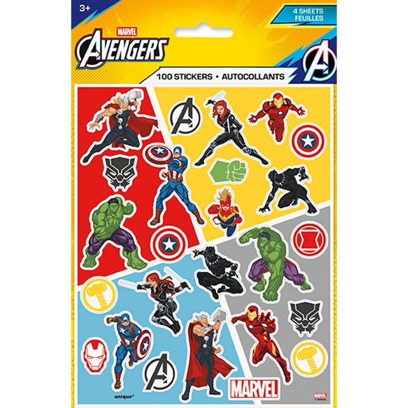 Marvel Avengers Birthday Party Sticker Sheets, 100 Stickers, 4 Count