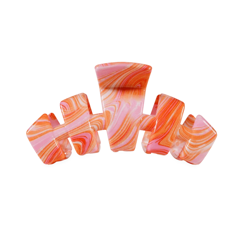 TELETIES Just Keep Swimming Medium Claw Clip Pink Orange