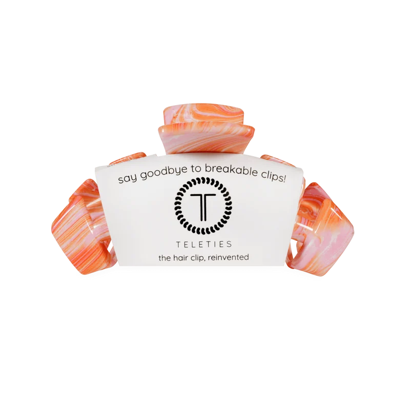 TELETIES Just Keep Swimming Medium Claw Clip Pink Orange