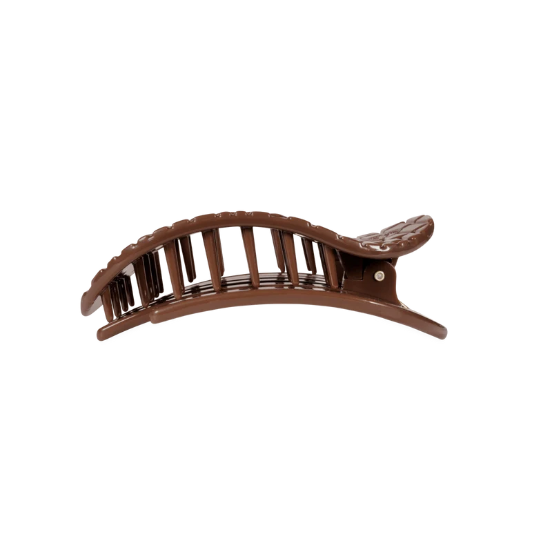 TELETIES Brown Crocodile Medium Flat Round Hair Clip