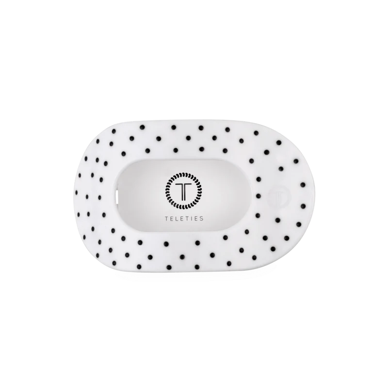 TELETIES White Polka Dot Party Medium Flat Round Hair Clip