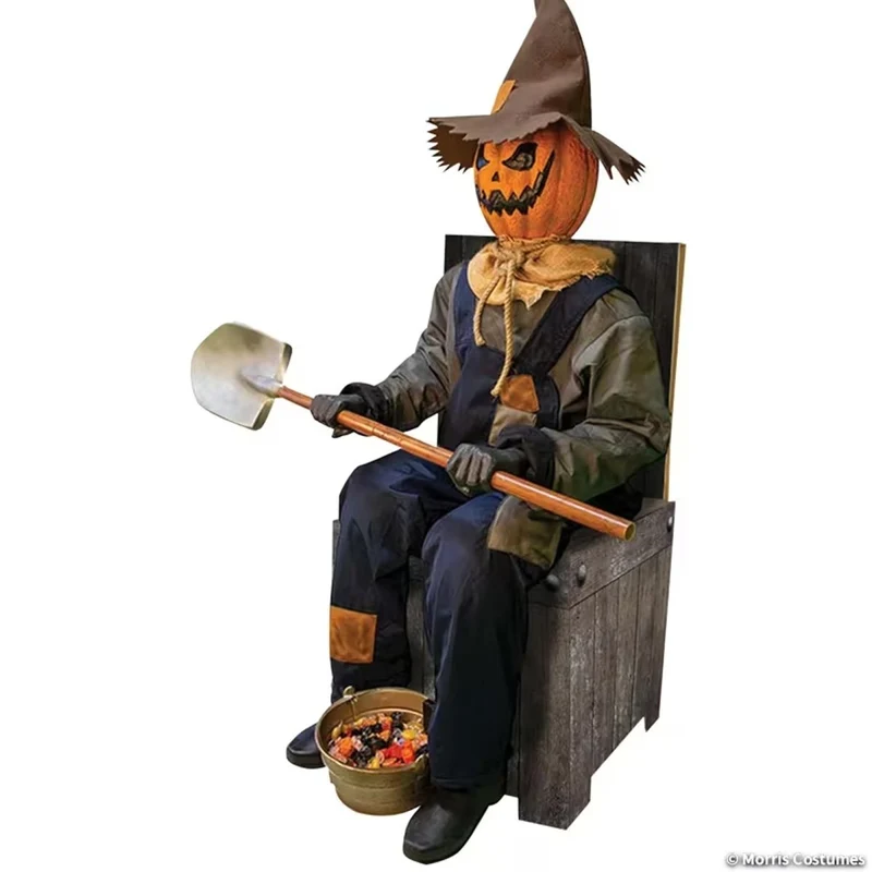 Animated Smiling Jack Greeter with Chair, Halloween Decoration, 44 Inches, 1 Count