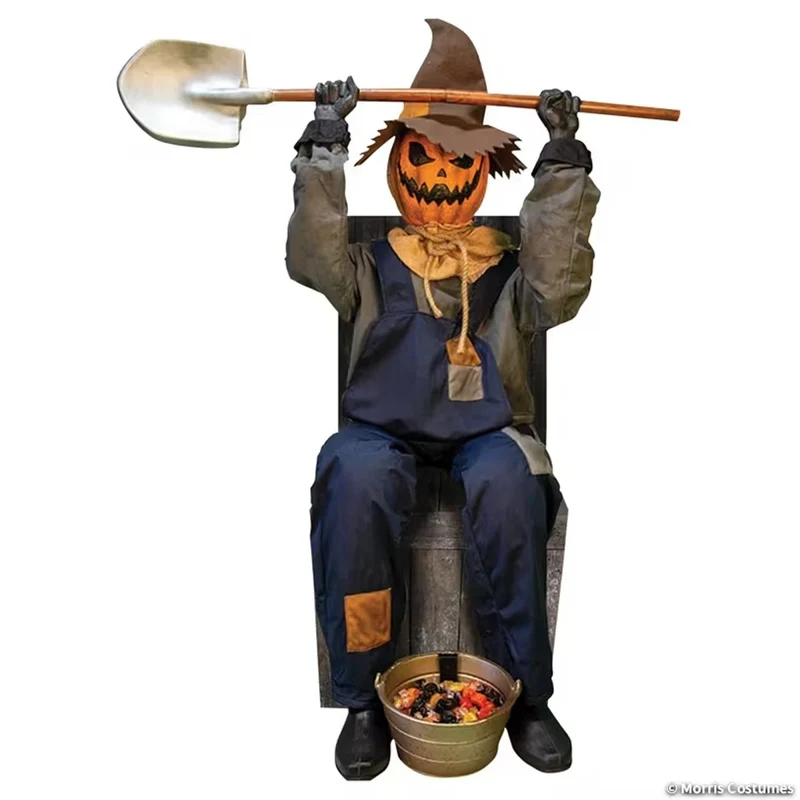 Animated Smiling Jack Greeter with Chair, Halloween Decoration, 44 Inches, 1 Count