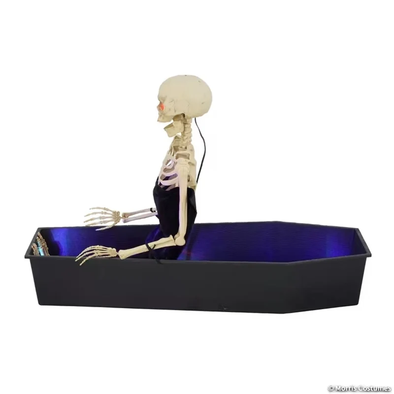 Animated Light-Up Rising Skeleton in Coffin, Halloween Decoration, 47 Inches, 1 Count