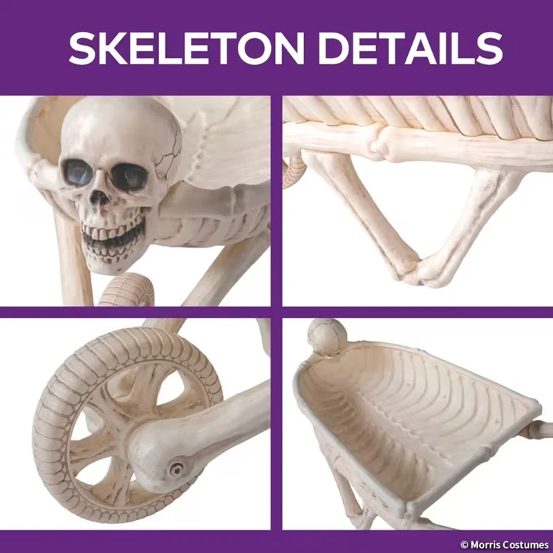 Skeleton Wheelbarrow, Halloween Decoration, 48 Inches, 1 Count