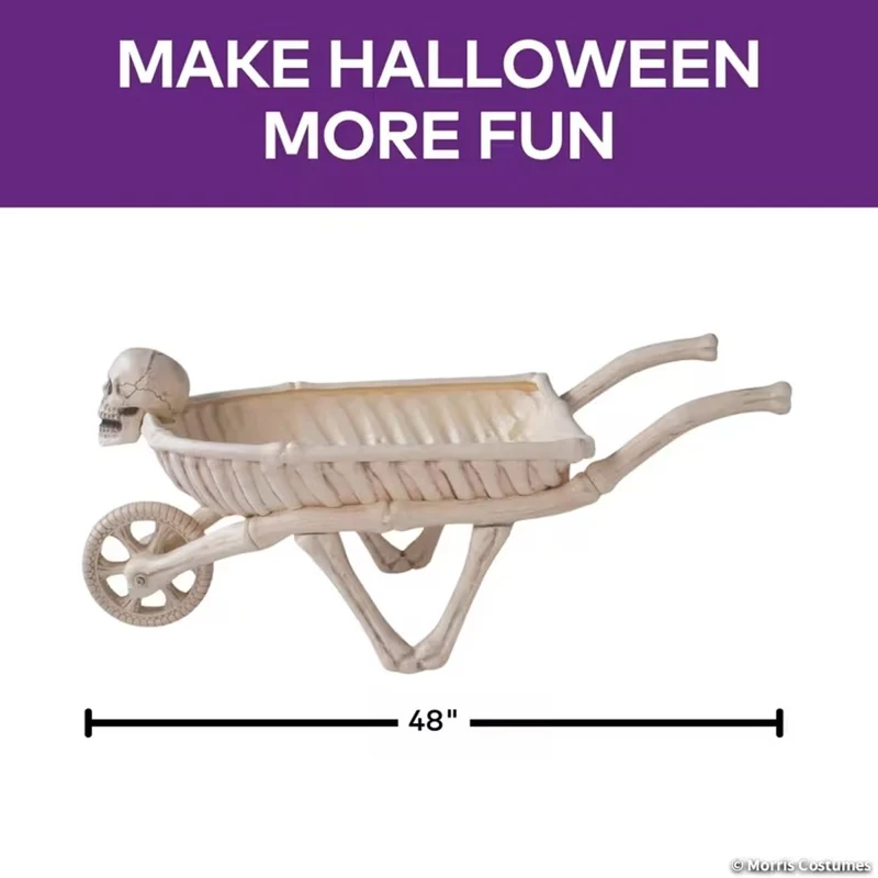 Skeleton Wheelbarrow, Halloween Decoration, 48 Inches, 1 Count