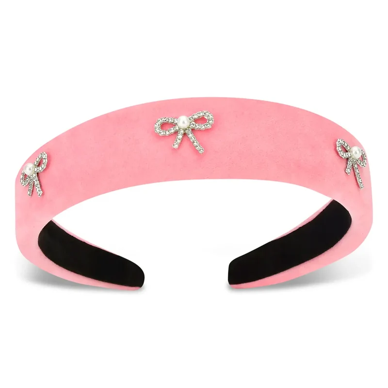 Rhinestone Bows Pink Headband by Iscream