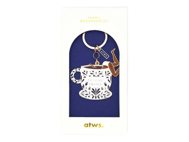 Porte-clés en émail But First Coffee - ATWS