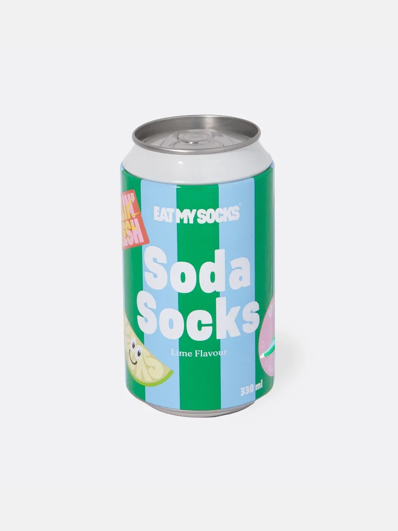 Eat My Socks Unisex Soda Lime Can Novelty Adult Socks