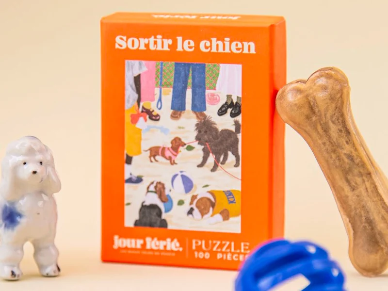 Mini Puzzle Sortir le chien - 100 pièces - Jour Férié