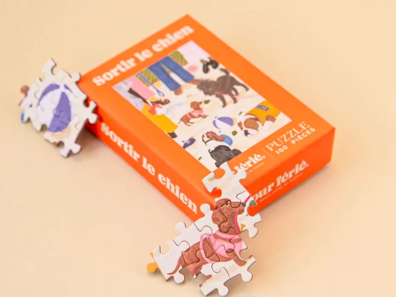 Mini Puzzle Sortir le chien - 100 pièces - Jour Férié