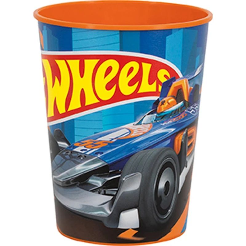 Hot Wheels Birthday Party Orange Plastic Cups, 16 Oz, 1 Count