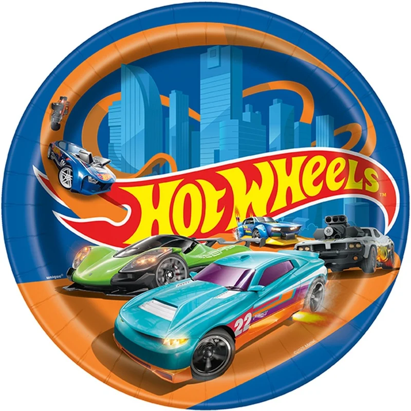 Hot Wheels Birthday Party Large Round Lunch Paper Plates, 9 Inches, 8 Count
