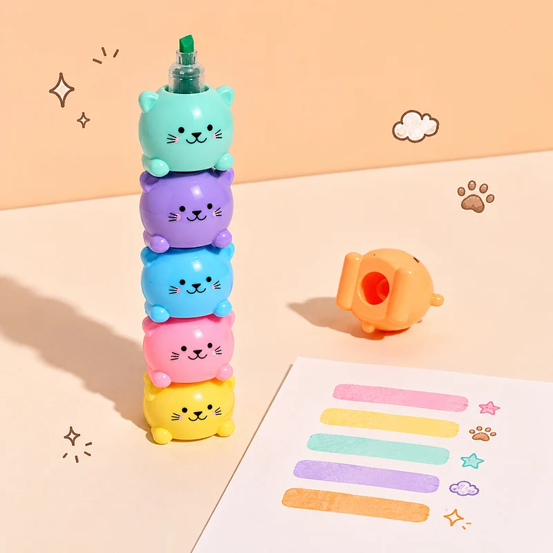 SURLIGNEURS EMPILABLES CHAT KAWAII