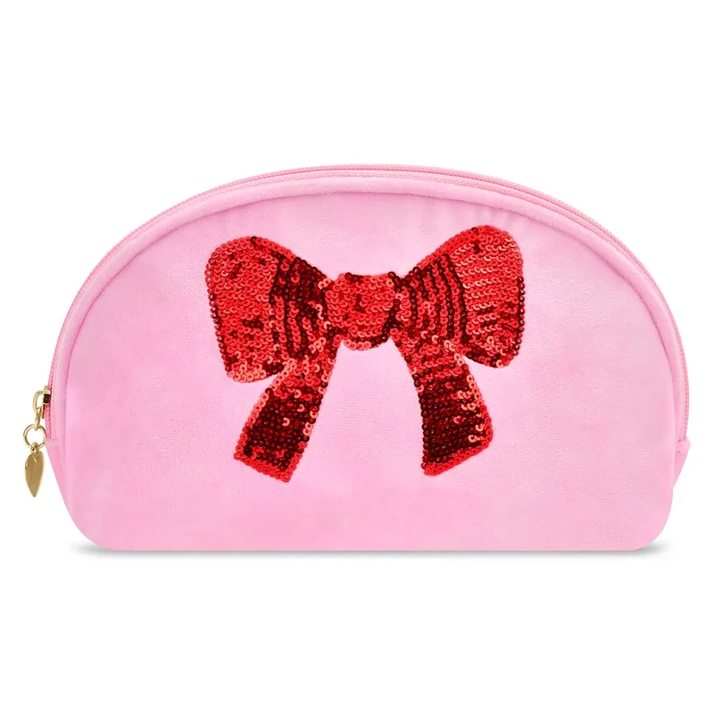 Red Sequins Bow Oval Cosmetic Bag by Iscream