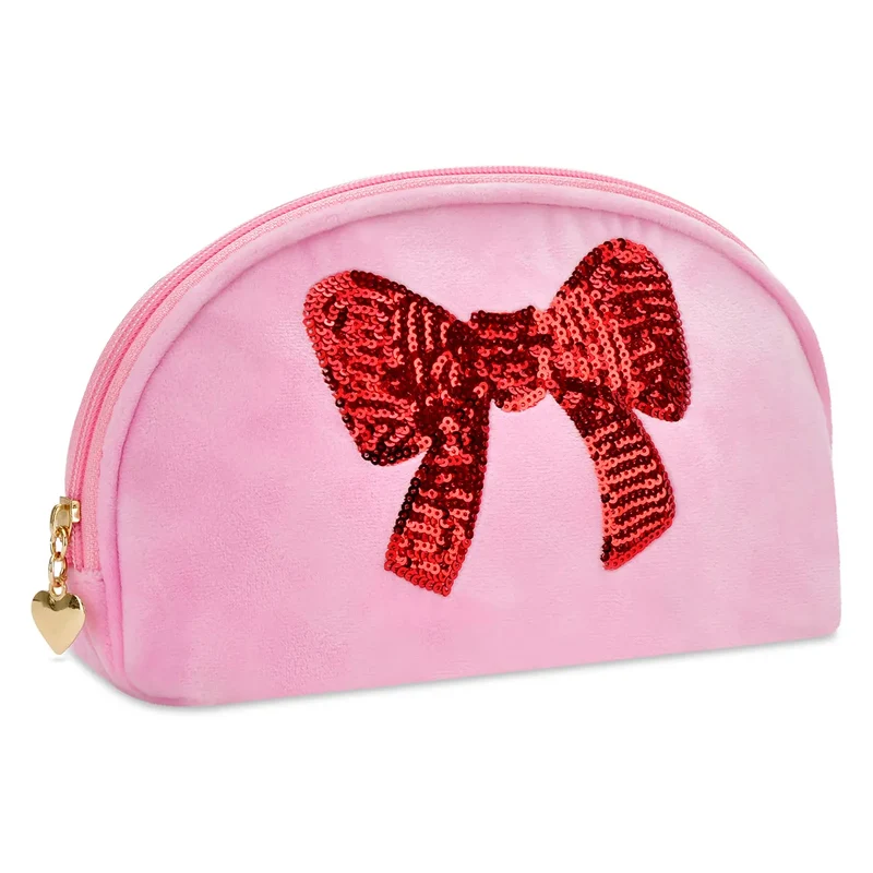 Red Sequins Bow Oval Cosmetic Bag by Iscream