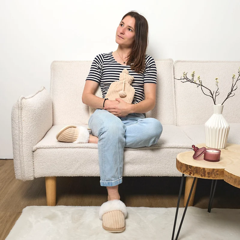 COFFRET BOUILLOTTE ET CHAUSSONS COSY VELVET BEIGE