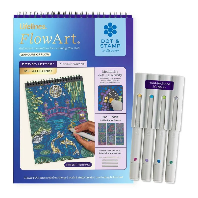 Lifelines FlowArt Dot-By-Letter Moonlit Garden Metallic Activity Kit