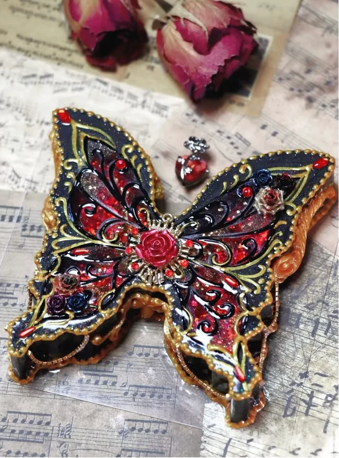 Crimson Rose Butterfly Squishy Fidget Toy(5 Days to Make)