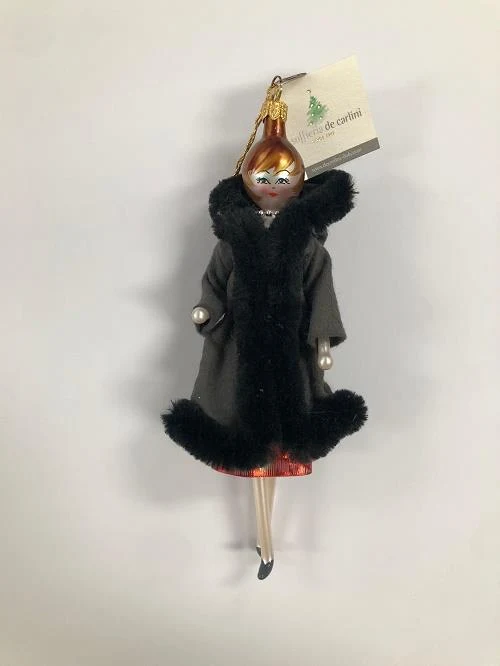 Soffieria de Carlini Black Coat Woman Christmas Ornament / Ornement de Noël pour femme en manteau noir