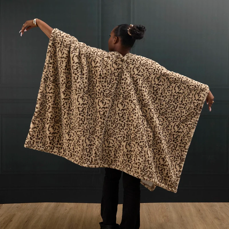 PLAID PONCHO LEOPARD KEILA