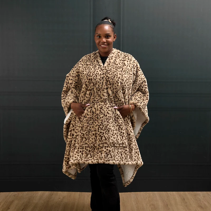 PLAID PONCHO LEOPARD KEILA