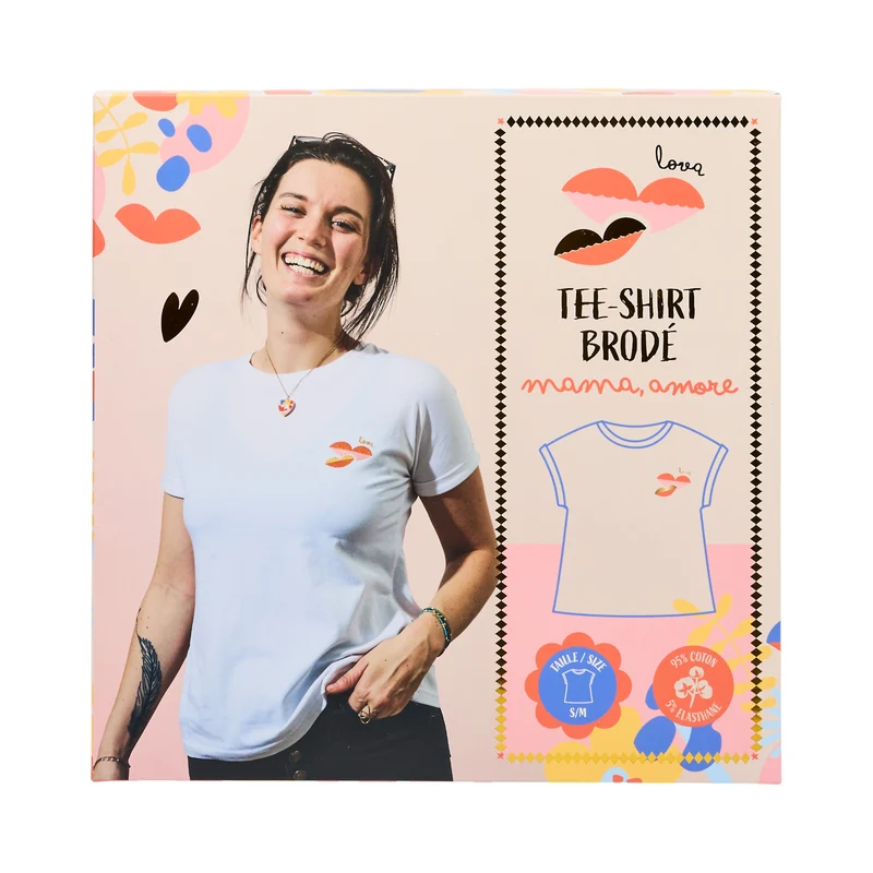 COFFRET T-SHIRT BRODE MAMA MI AMORE S/M