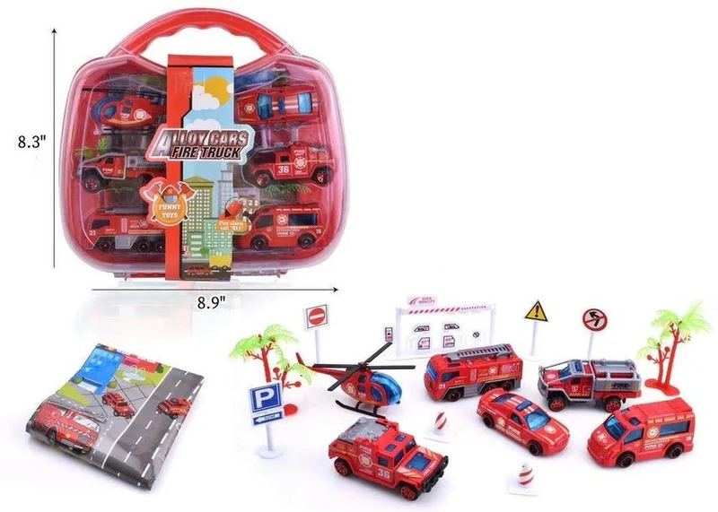 Alloy Cars Fire Truck - Voitures en alliage Camion de pompiers (16 pcs)