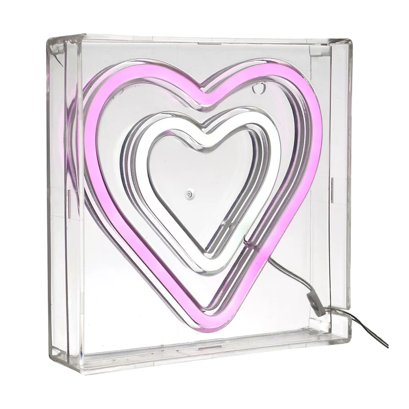 LAMPE EFFET NEON COEURS