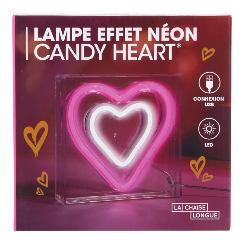 LAMPE EFFET NEON COEURS