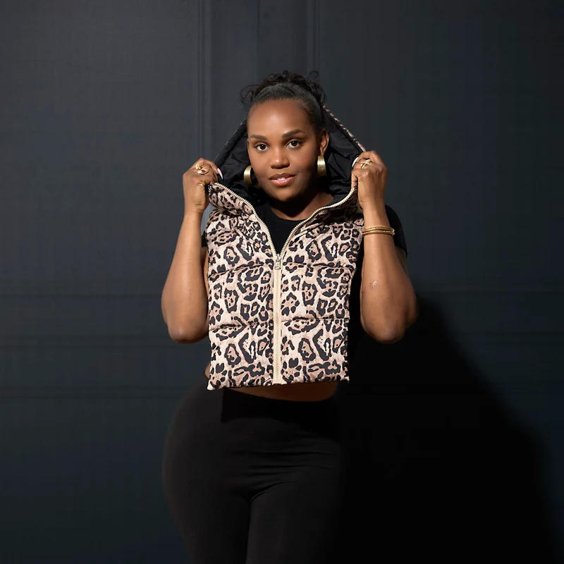 CAPUCHE DOUDOUNE REVERSIBLE LEOPARD