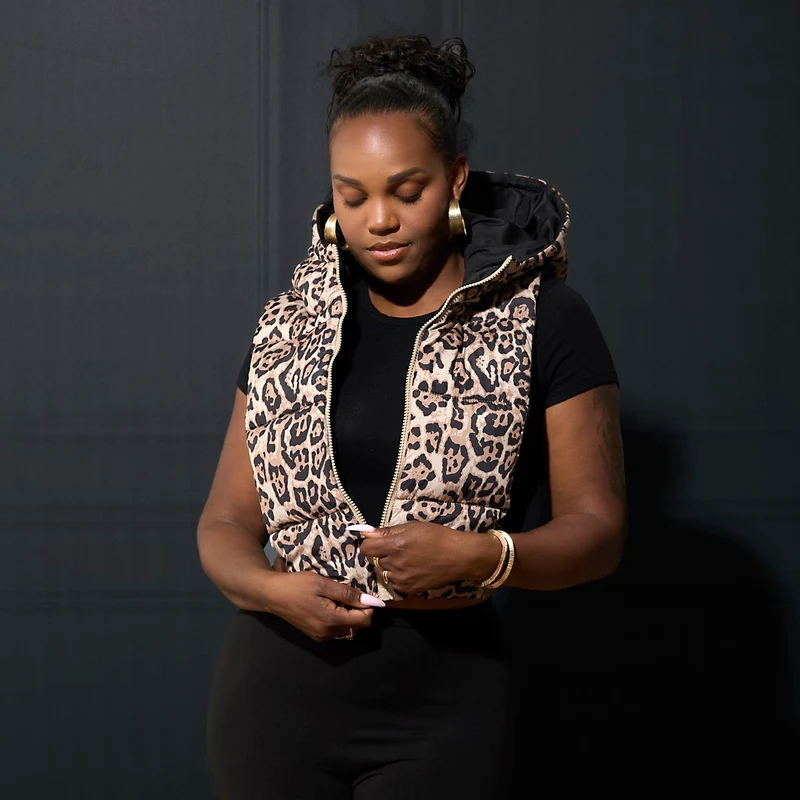CAPUCHE DOUDOUNE REVERSIBLE LEOPARD