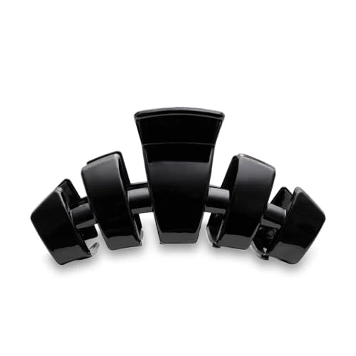 Jet Black TELETIES Large Hair Clip Strong Grip Curved Design 4.5 Inch