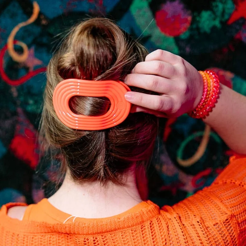 Teleties Darty Flat Round Hair Clip Large Neon Coral