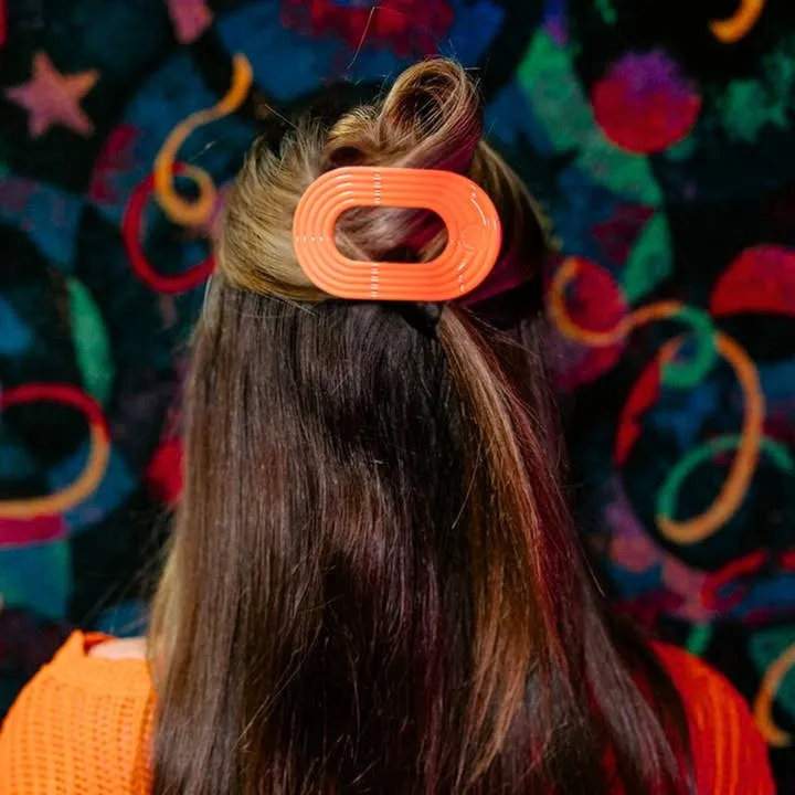 Teleties Flat Round Hair Clip Medium Neon Coral Darty