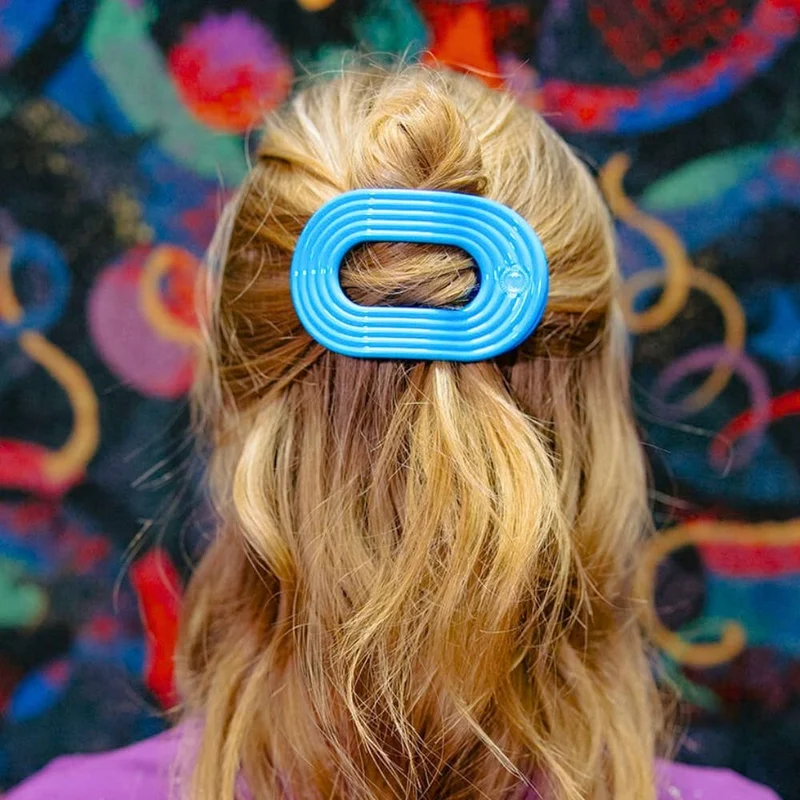 TELETIES Flat Round Hair Clip Medium Miami Vice Neon Blue