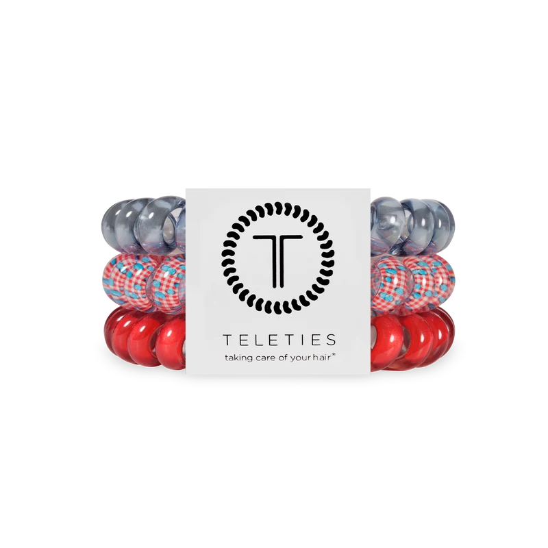 TELETIES Large Hair Ties Blueberry Farms 3-Pack Red Blue