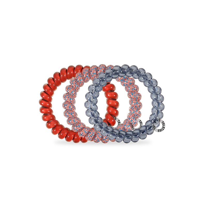 TELETIES Large Hair Ties Blueberry Farms 3-Pack Red Blue