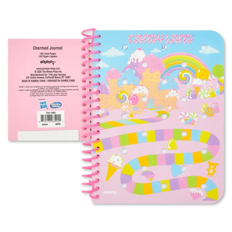 Candy Land Charmed Journal 5x7 Spiral Notebook with 5 Charms