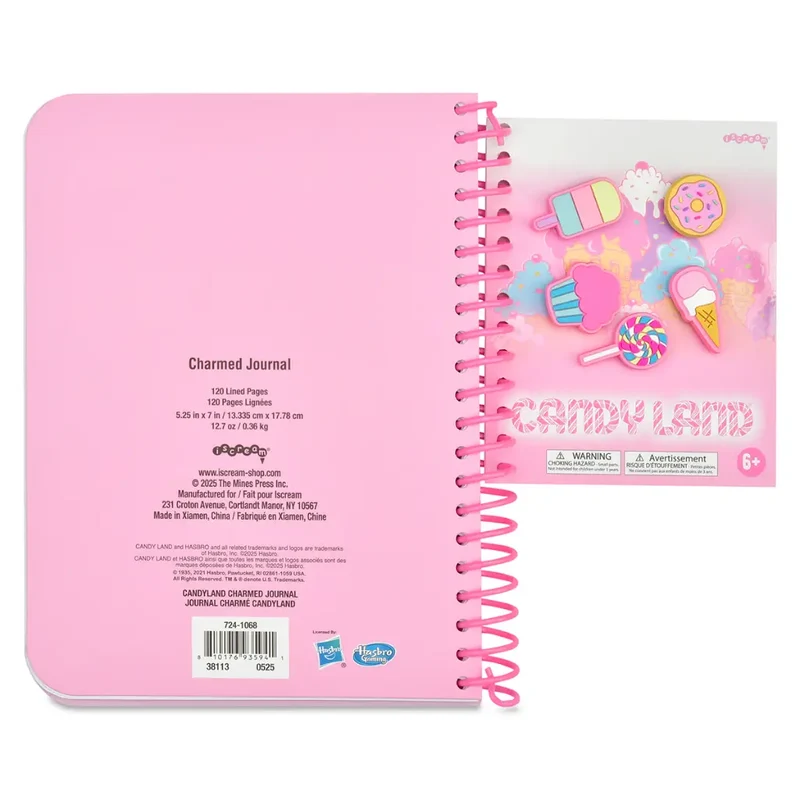 Candy Land Charmed Journal 5x7 Spiral Notebook with 5 Charms