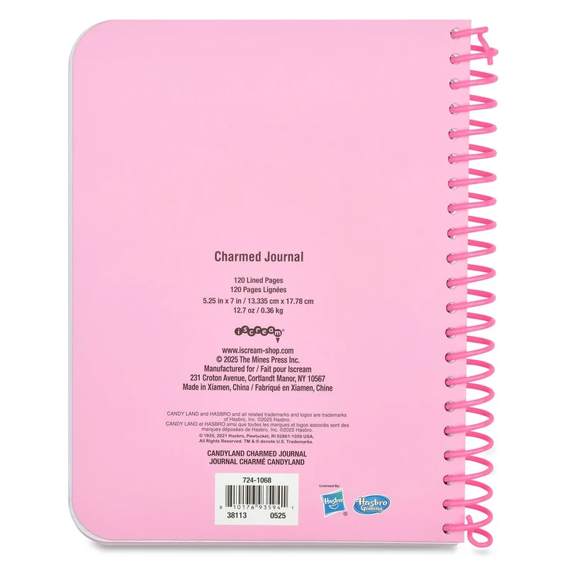 Candy Land Charmed Journal 5x7 Spiral Notebook with 5 Charms