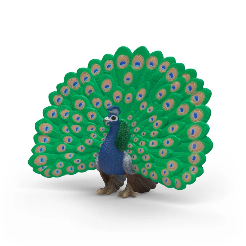 Schleich Farm World Peacock Figurine 14926 Hand-Painted Animal Toy