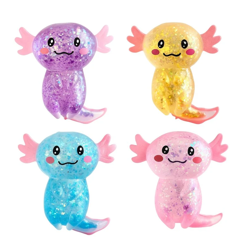 Keycraft Sparkly Squishy Axolotl Sensory Toy Glitter