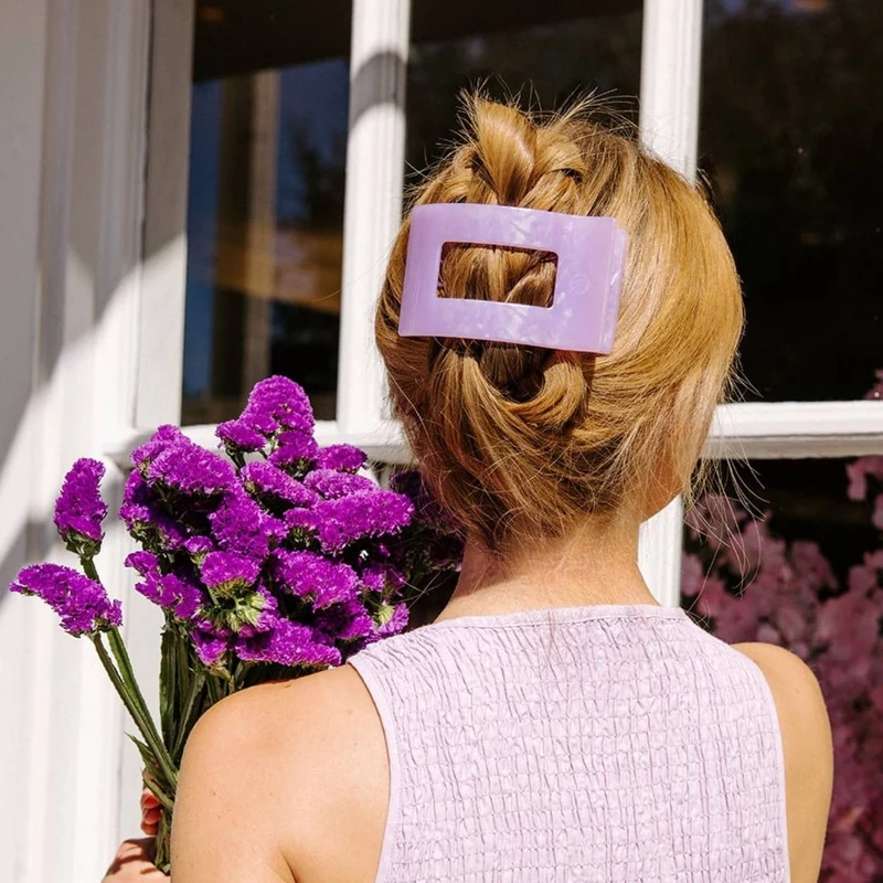TELETIES Flat Rectangle Hair Clip Large Lavender Mist