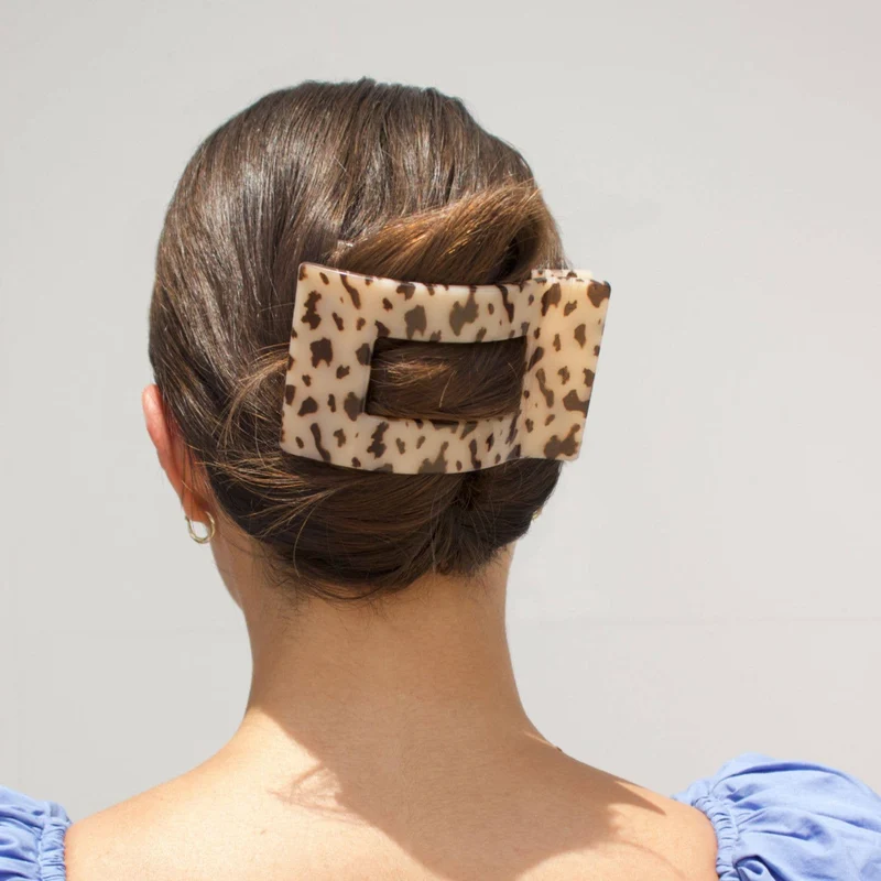 TELETIES Flat Rectangle Hair Clip Large Blonde Tortoise